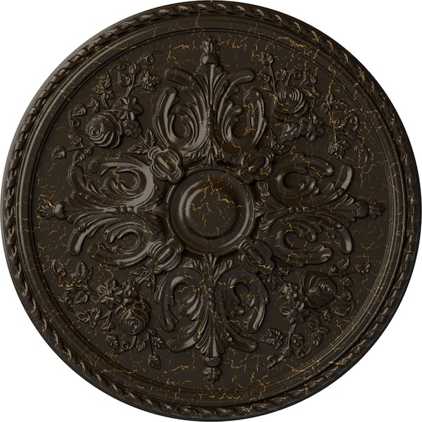 Ekena Millwork Bradford Ceiling Medallion (Fits Canopies up to 6 5/8"), 32 5/8"OD x 2"P, Stone Hearth Crackle CM32BRSHC - main